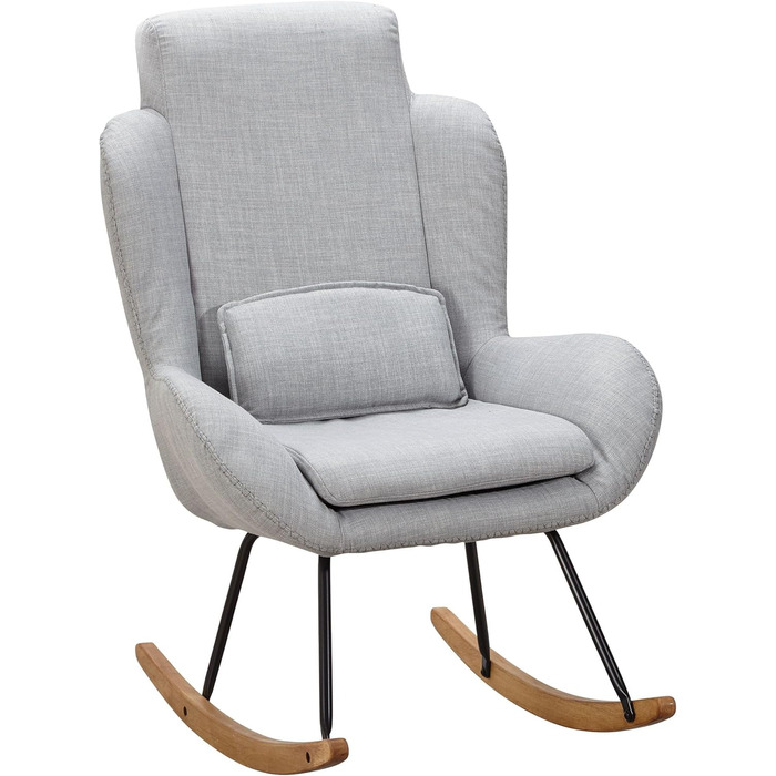 Крісло-гойдалка FineBuy Capri з тканини та дерева, сірого кольору, 75 x 110 x 88,5 см