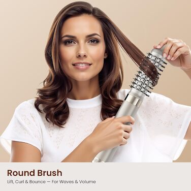 Мультистайлер для волосся 5 в 1 MESCOMB: високошвидкісний фен, круглий брашинг та автоматичний курлер для об'єму, локонів і випрямлення, колір шампань-золото