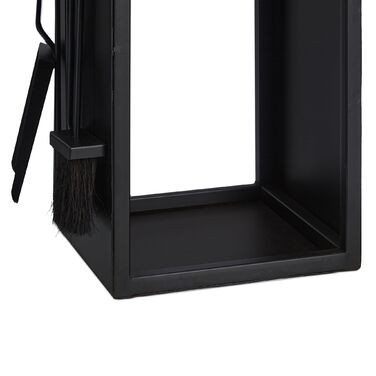 Стильна полиця для дров Relaxdays чорного кольору з місцем для столових приборів