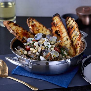 Сковорода Le Creuset з кришкою, 30 см, нержавіюча сталь, для всіх типів плит (індукція, духовка), срібна