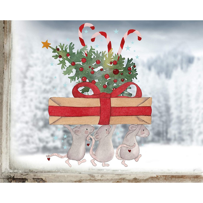 Секретні помічники TinyFoxes Window Picture - самоклеючі та багаторазові - Різдвяна картинка вікна - намальована вручну Крістін Франке