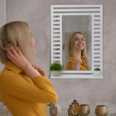 Дзеркало для ванної кімнати Relaxdays з поличкою, біле