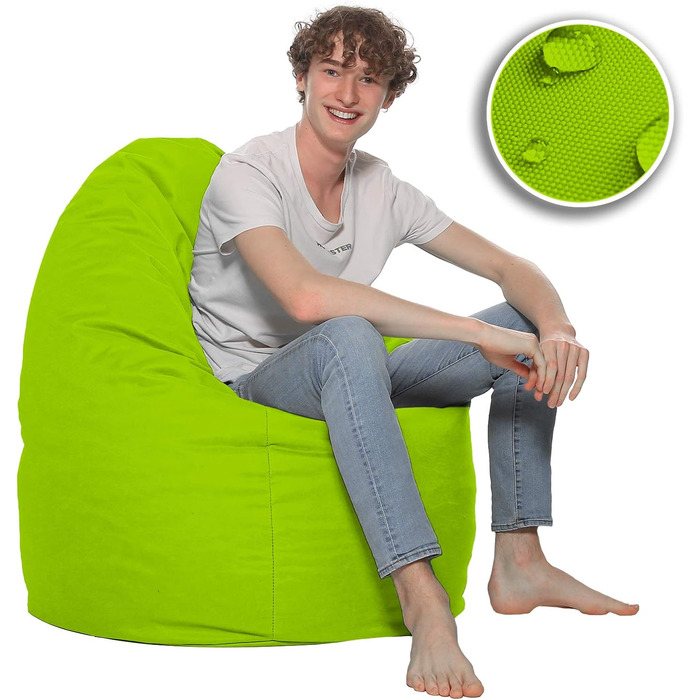 Подушка для підлоги Beanbag XXL для дорослих і дітей - підходить для ігор або відпочинку - в приміщенні та на вулиці, оскільки вона водонепроникна - з намистинами EPS, колір ківі зелений, розмір XL