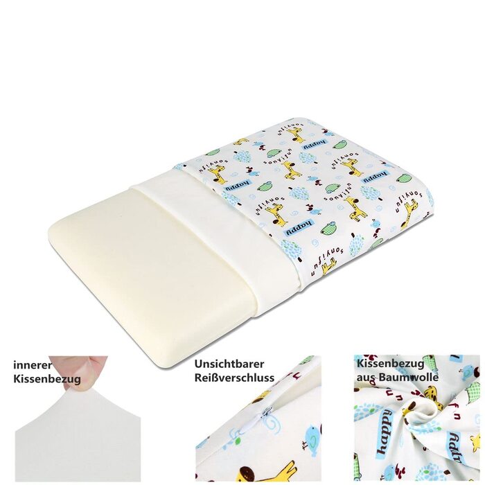 Дитяча подушка SIKAINI Memory Foam, Oeko-Tex, гіпоалергенна, захист шиї, 3-10 років, плоска