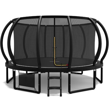 Батут садовий Flamaker Ø427 см з захисною сіткою, каркас сталевий, до 150 кг, для дітей та дорослих, чорний