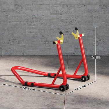 Підйомник для мотоцикла (передній/задній) – монтажний стенд, підйомник до 544 кг, сталевий, червоний