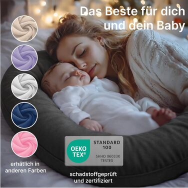 Подушка для вагітних ELONEO NEU для сну на боці, подушка для годування, XXL, антрацит. Комфортна подушка для вагітності, читання, пральна