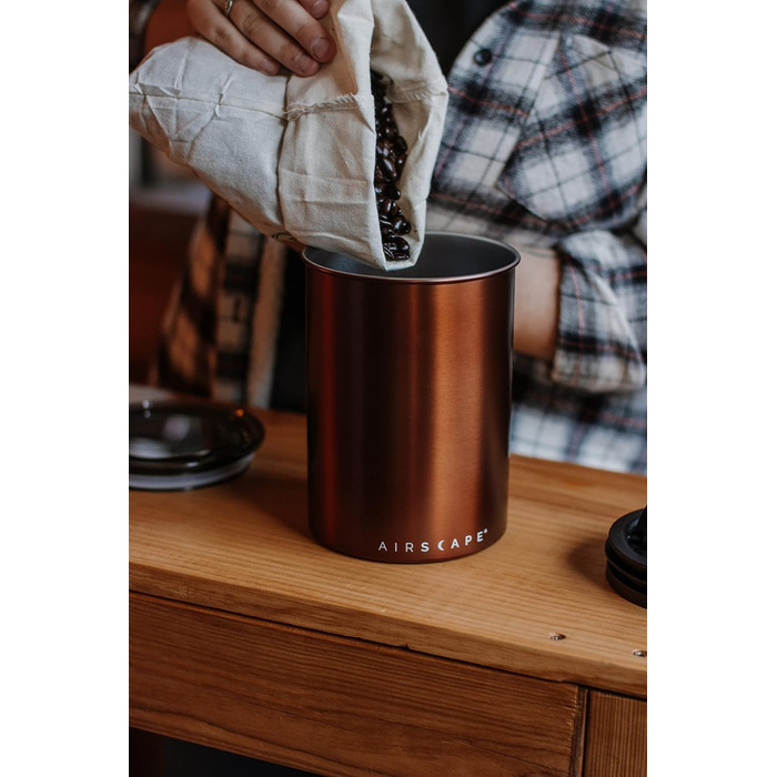 Контейнер для кави Airscape Planetary Design | Герметична баночка з нержавіючої сталі | Збереження свіжості продуктів | Колір мідний