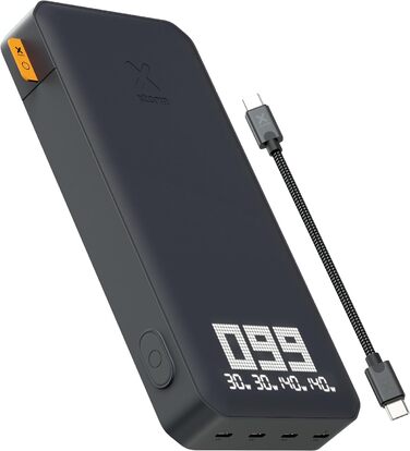 Для ноутбука Xtorm Titan Ultra 200 Вт, Power Bank 27 000 MAH, XB403, USB-C PD, LED індикатор, сумісний зі смартфоном, планшетом і ноутбуком, XB4, Магнітний USB-кабель, Міцний матеріал, Сірий