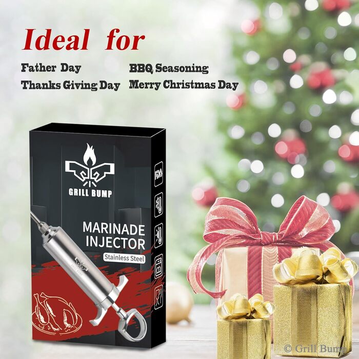 Набір для інжектування м'яса Grill-Bump: 3 професійні голки для маринаду, 56 мл, інструкція та електронна книга рецептів (PDF)
