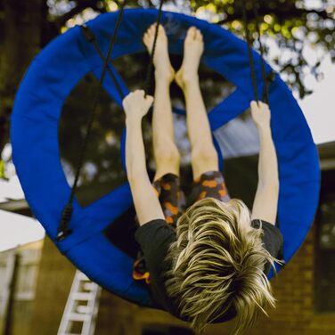 Сітчаста гойдалка ZERRO для дітей та дорослих, Ø120см, регульована висота, до 150кг (Блакитна)