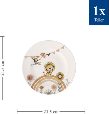 Набір дитячого посуду Villeroy & Boch Boho Kids 'Roar like a lion' 7 предметів, преміум-посуд з нержавіючої сталі, безпечний для миття в посудомийній машині та розігріву в мікрохвильовці, дитячий посуд з мотивом лева та мавпи, з високоякісного порцеляни