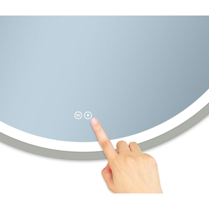 LED дзеркало для ванної кімнати Home Glow круглої форми 80 см з підсвічуванням, антизапарювання, сенсорним вимикачем та металевим каркасом (срібний)