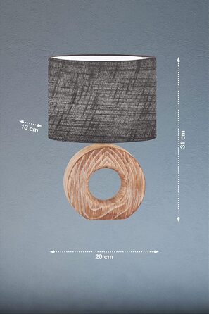 Столова лампа, Hankeколір дереватканинний абажур-пісокдлина 20,00 см, ширина 13,00 см, висота 31,00 смз шнуровим вимикачем E14 макс. 25,0 Вт50609 (H 31 см, сірий)