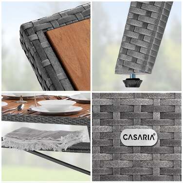 Стіл садовий з поліротанга Takeo Grey 190x90x74см Акація