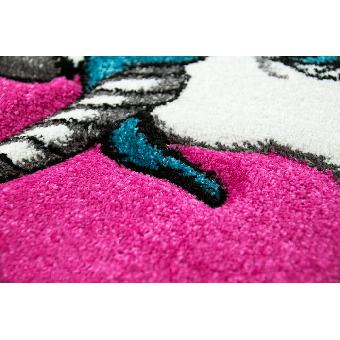 Ігровий килим для дитячої кімнати зі зображенням єдинорога, дизайн з контурним вирізом рожевий кремовий Бірюзовий Розмір 80x150 см