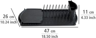 Сушарка для посуду, решітка для зливу, 47,5x126,5 см, чорна