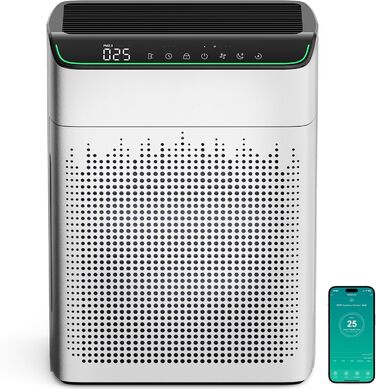 Повітряний очисник для алергіків та курців, CADR 340 м³/год, монітор PM 2,5, WiFi та Alexa, 4 режими