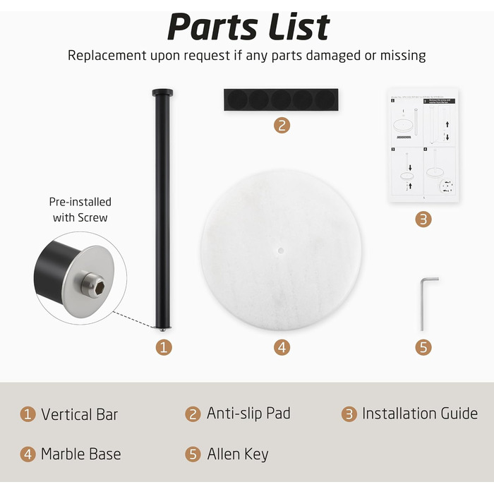 Тримач для паперових рушників KES з мармуром та нержавіючої сталі SUS304, підстільний, чорний, 20 см