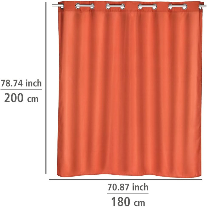 Шторка для душу проти цвілі Текстильна шторка з ефектом проти цвілі, великі інтегровані кільця для кріплення до душової штанги, можна прати, водовідштовхувальна, 180 x 200 см (Срібло)