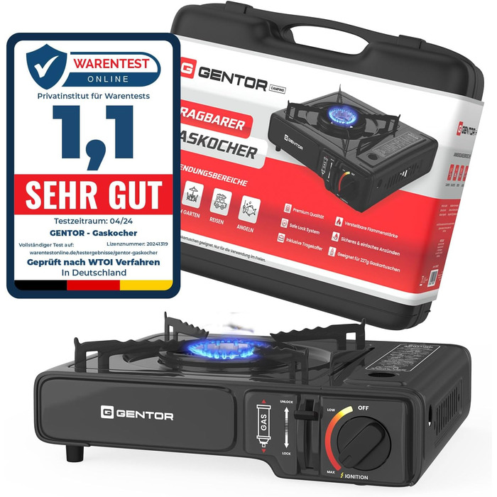 Газовий набір для кемпінгу: плита, 4 балончики 227г та кейс. Плита для кемпінгу, приготування їжі без електрики. Газова плита, газова картридж, кейс для транспортування