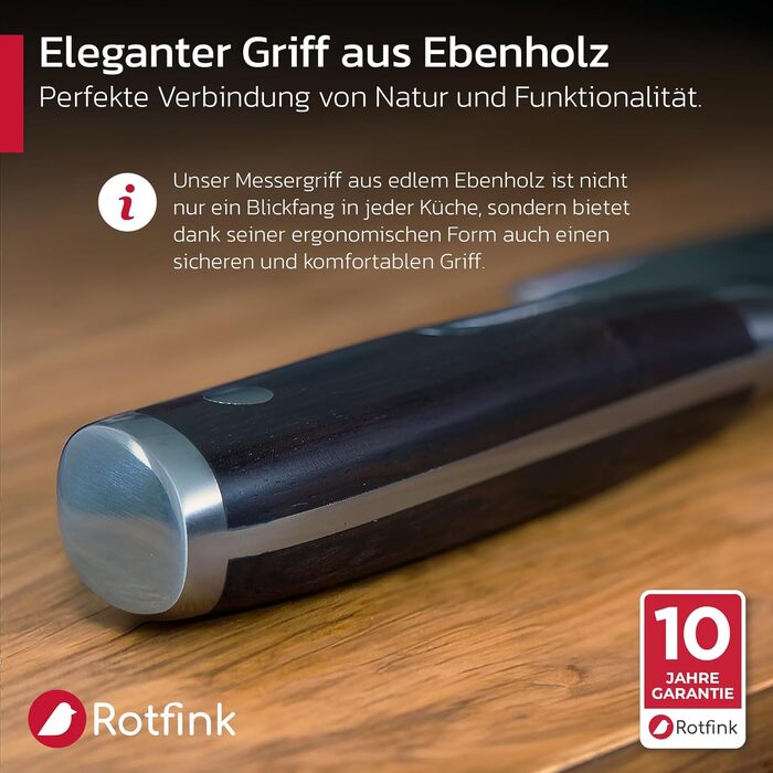 Ніж кухарський Messer 18 см, професійний, з нержавіючої сталі, ергономічна ручка з ебенового дерева, кут заточування 15°, подарункова коробка, гарантія 10 років