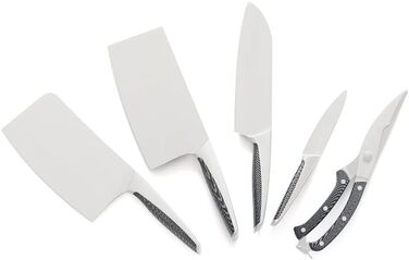 Набір кухонних ножів WILDMOK 6 предметів з блоком. Ультрагострі ножі з нержавіючої сталі з ABS-ручкою. Азіатський набір ножів для кухні