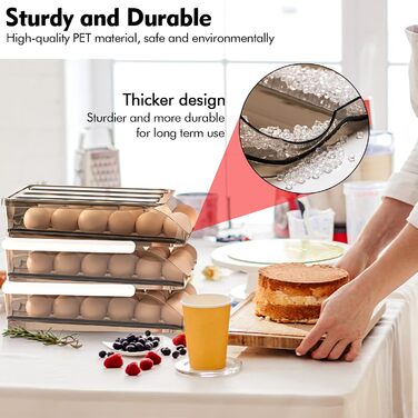 Організатор для яєць на 54 яйця, 3-рівневий, прозорий, для холодильника