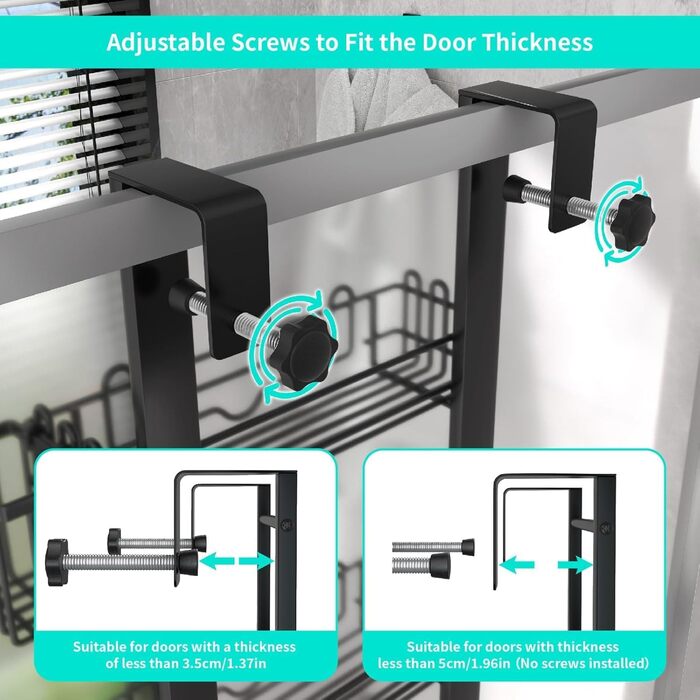 Настінна поличка для душу HapiRm з 4 ярусами, чорна - 22 гачки, 2 тримачі для зубних щіток