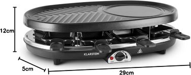 Раклет Klarstein Steaklette All-U-Can-Grill - 1500 Вт, 8 осіб з каструлею, плавно регульована температура, 4-в-1, без підставки та дерев'яної лопатки Гриль 4-в-1 без підставки та дерев'яної лопатки