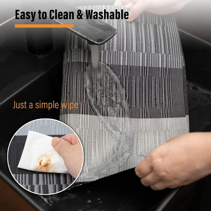 Підставки під тарілки Winknowl: плетений вініл, термоізоляція, набір 4 шт, чорний