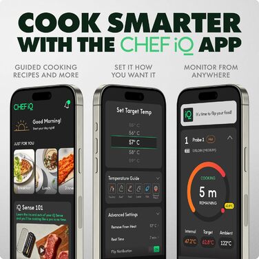 Термометр для м'яса Chef iQ Sense (2025) з Wi-Fi | Бездротовий, 5 сенсорів, до 530°C, для гриля, BBQ, духовки, фритюрниці