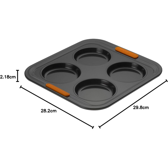 Форма для випічки Yorkshire від LE CREUSET, 12 шт., діаметр 7 см, з антипригарним покриттям, для закваски, з вуглецевої сталі, антрацит/помаранчевий