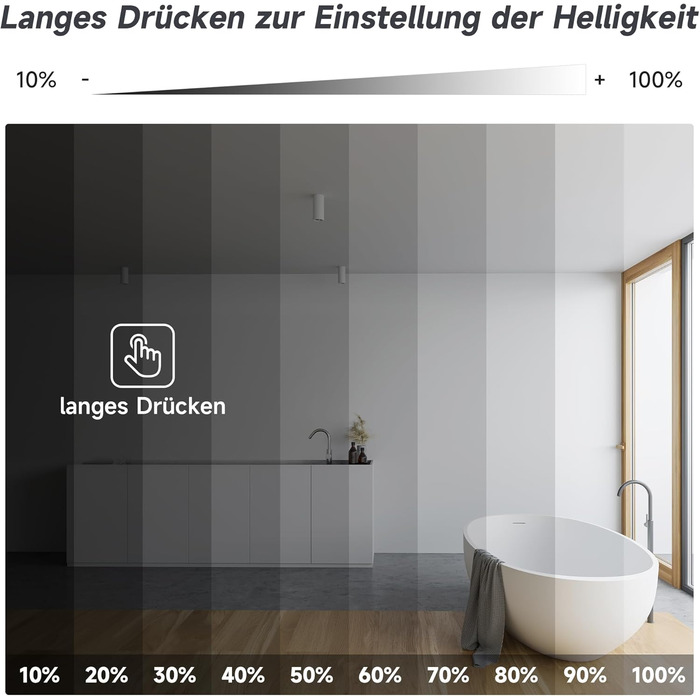 Дзеркало для ванної кімнати SONNI з підсвічуванням 80x60 см, антизапар, LED, сенсорний вимикач, колір світла: холодний/нейтральний/теплий