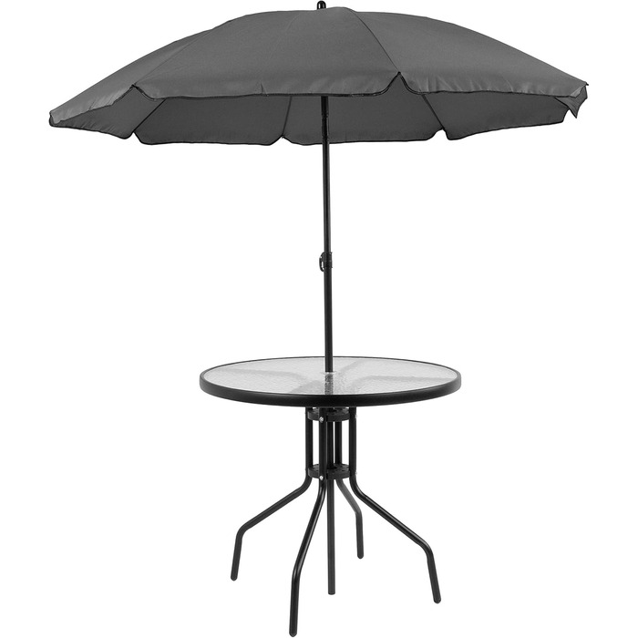 Садовий набір меблів Flash Furniture Nantucket 6 предметів коричневий: стіл, парасоля та 4 складані стільці (чорні)