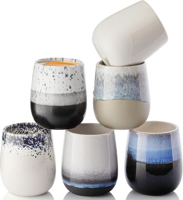 Набір кавових чашок Sänger Siena (6 шт.), 215 мл, ручної роботи, з кераміки, для кави та чаю, сріблястий, PREMIUM COLLECTION