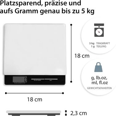 Кухонні ваги ADE KE 1215 Franzi, цифрові до 5000 г, з кроком 1 г, LCD, з батарейкою, сріблясто-чорний