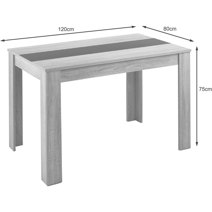 Обідній стіл byLIVING NORI 120x80x75 см, дуб вигляд світло-коричневий, двостороння тарілка чорна/біла