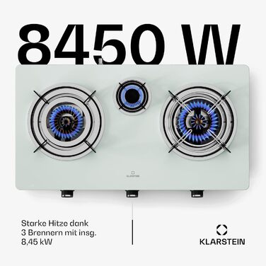 Газова плитка Klarstein Gaskocher 2-Flammiga: 7.7kW, нержавіюча сталь, для кемпінгу та дому, портативна, 2 конфорки (без редуктора)