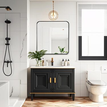 Дзеркало для ванної кімнати Fabuday, 61 x 76,2 см, без рами, для ванної, спальні, в стилі кантрі (Чорний)