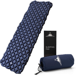 Спальний килимок для кемпінгу WANDERFALK (ширина XL) 190 x 66 x 6 см-надувний матрац для кемпінгу-надлегкий спальний килимок для активного відпочинку, кемпінгу , піших прогулянок, подорожей (темно-синій)