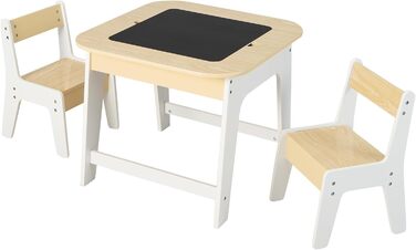 Дитячий стіл Dreamade з 2 стільцями: комплект меблів для дитячої кімнати, стіл з двосторонньою поверхнею та місцем для зберігання, для дітей від 3 років