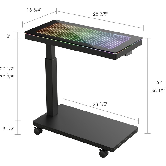 Підставка для комп'ютера EUREKA ERGONOMIC з регулюванням висоти, ATX корпус, тримач CPU, органайзер під стіл, з LED підсвіткою