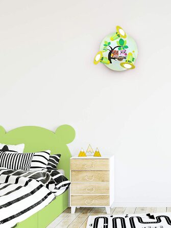 Стельова лампа Elobra із зображенням сови, настінна лампа із зображенням сови для дитячої кімнати, дитяча лампа, кругла підставка з 3 поворотними точками, для дівчаток і хлопчиків