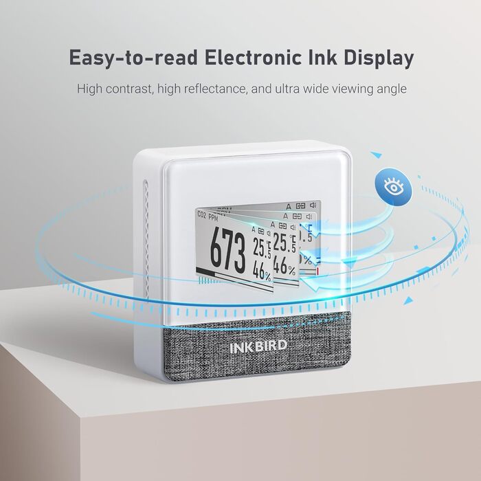 Вимірювач якості повітря Inkbird IAM-T1: CO2, температура, вологість, тиск. Електронний екран, 4 роки роботи від батареї, для дому та офісу