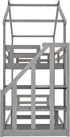 Двоярусне ліжко для дітей з сходами, біле (90x200 см), без матраца