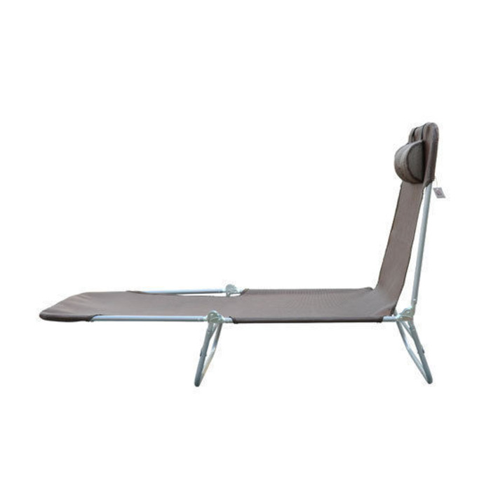 Outsunny Sun Lounger Садовий шезлонг Relax Lounger на 2 ноги Шезлонг коричневий складний для саду та патіо, стійкий до погодних умов та зручний