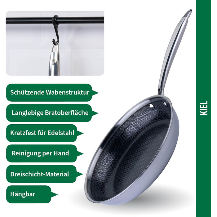 Сковорода Chefkoch від Fackelmann – діаметр 28 см, преміум-якість, антипригарне покриття, нержавіюча сталь, для всіх типів плит (включно з індукцією)