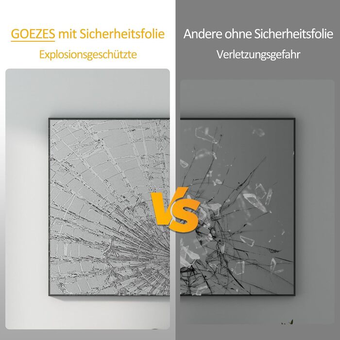 Дзеркало для ванної кімнати Spiegel Schwarz 40x60 см з металевим каркасом, прямокутне, для ванної, вітальні, спальні, гостьової кімнати