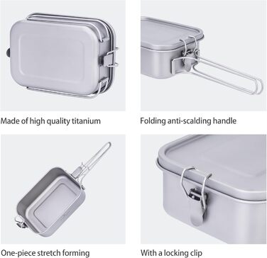 Ланчбокс iBasingo 800 мл з кришкою та ручкою – герметичний бенто-контейнер для кемпінгу, відпочинку та офісу. Харчовий посуд для їжі на винос – придатний для миття в посудомийній машині. Модель Ti2081C